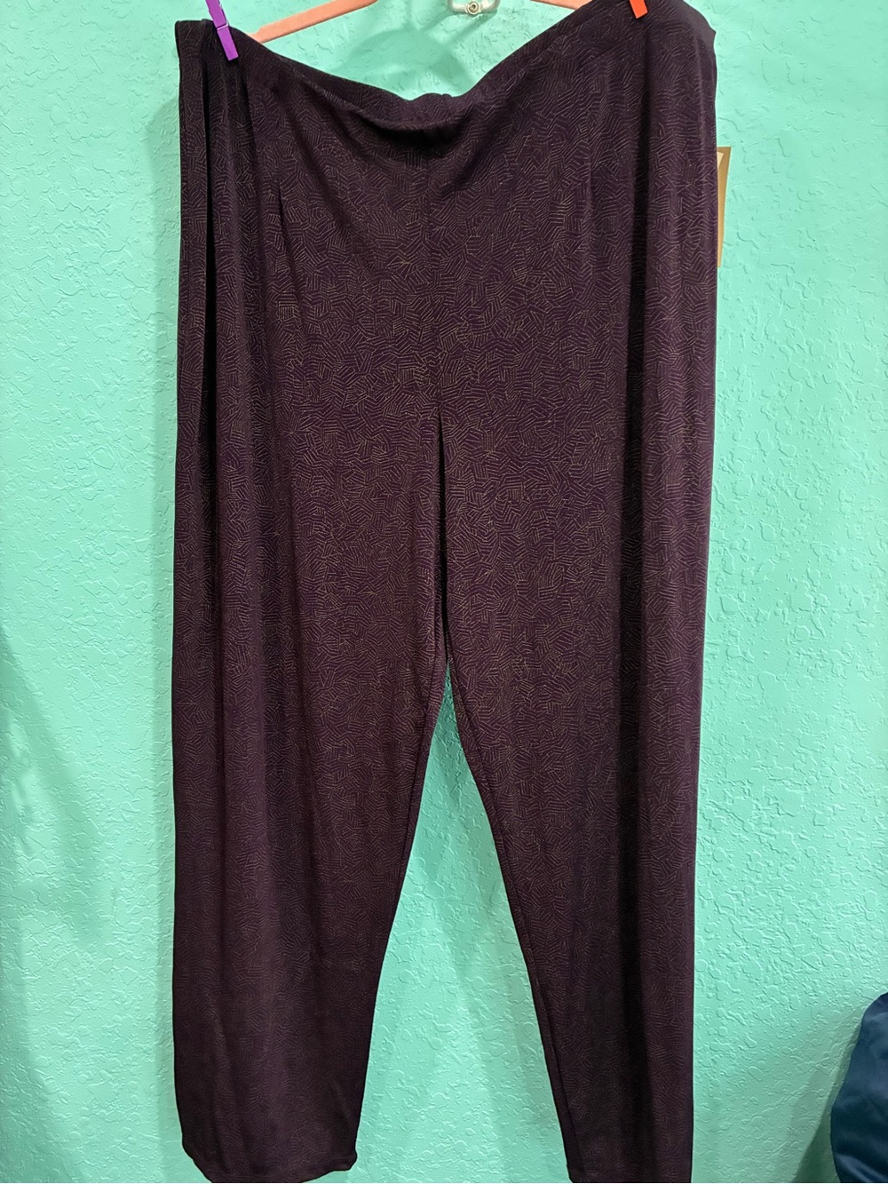 Coldwater Creek Women's mosaic travel knit pant 3X 24-26 NWT gold purple